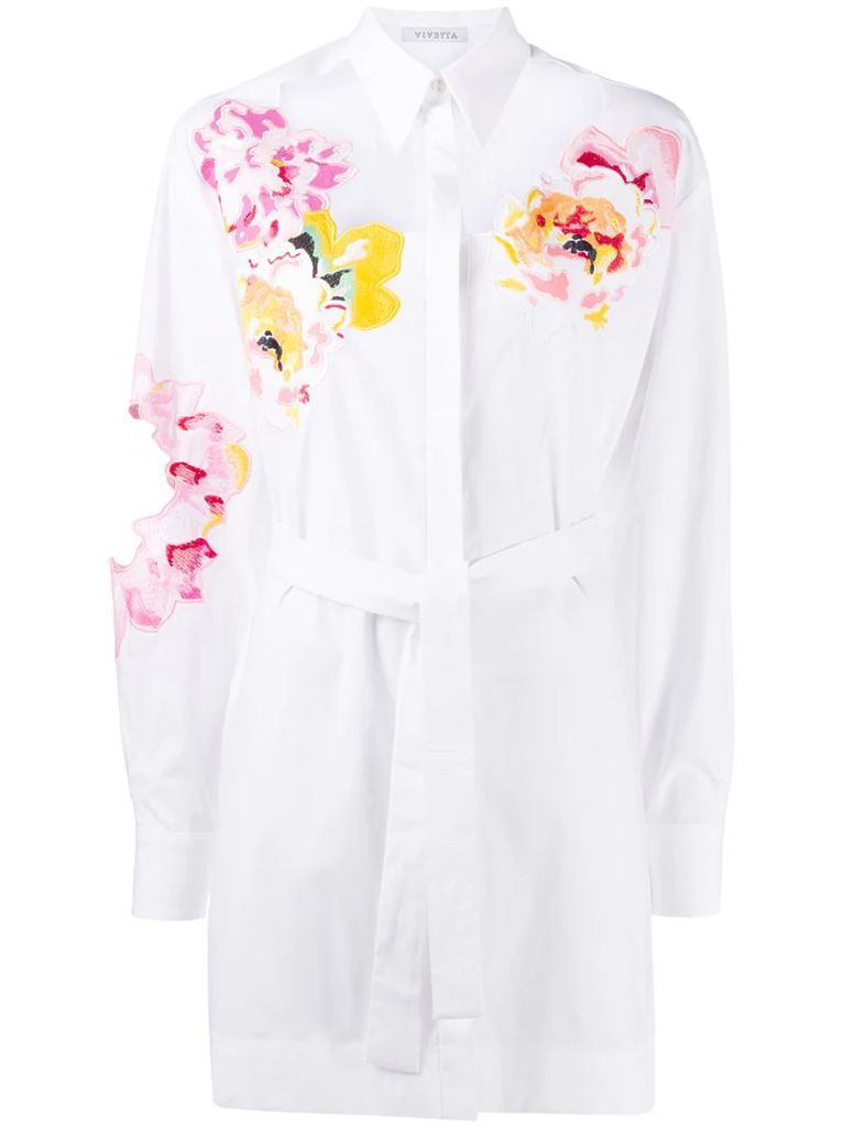 floral embroidery long shirt