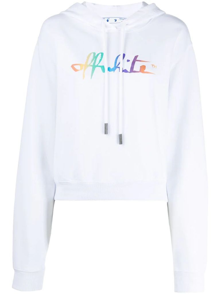 Rainbow logo print cropped hoodie