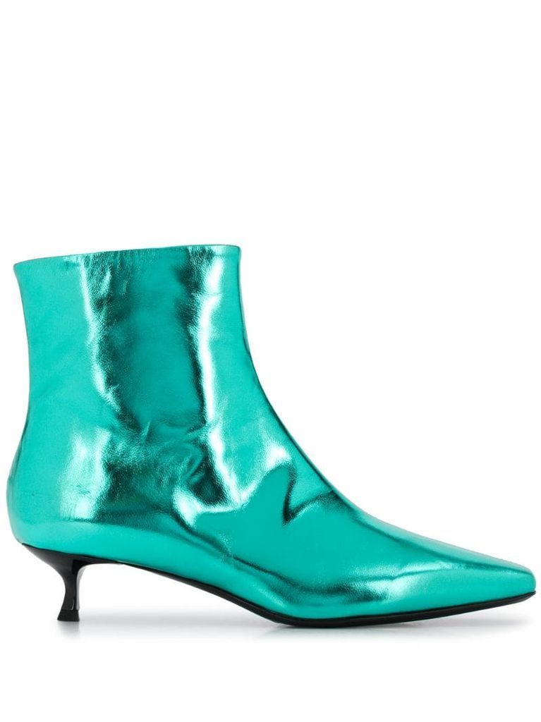 metallic ankle boots