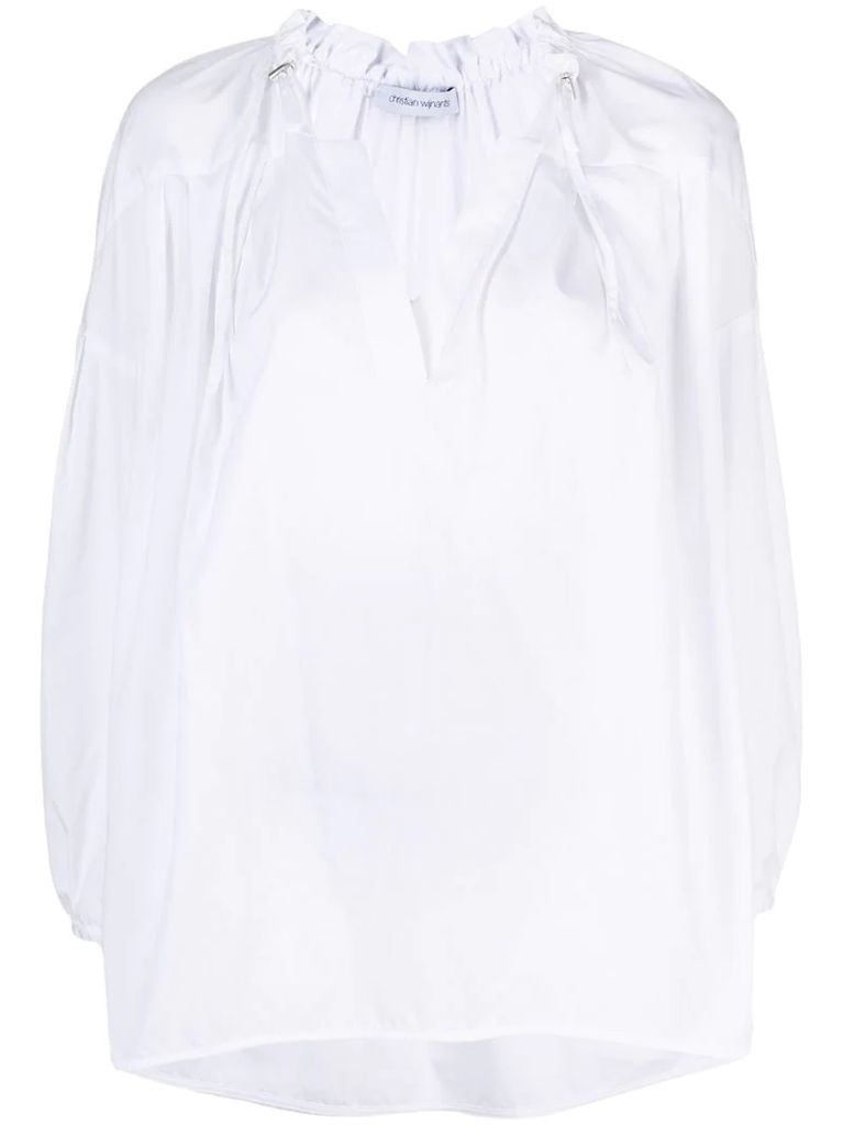 ruffle collar crop sleeve blouse