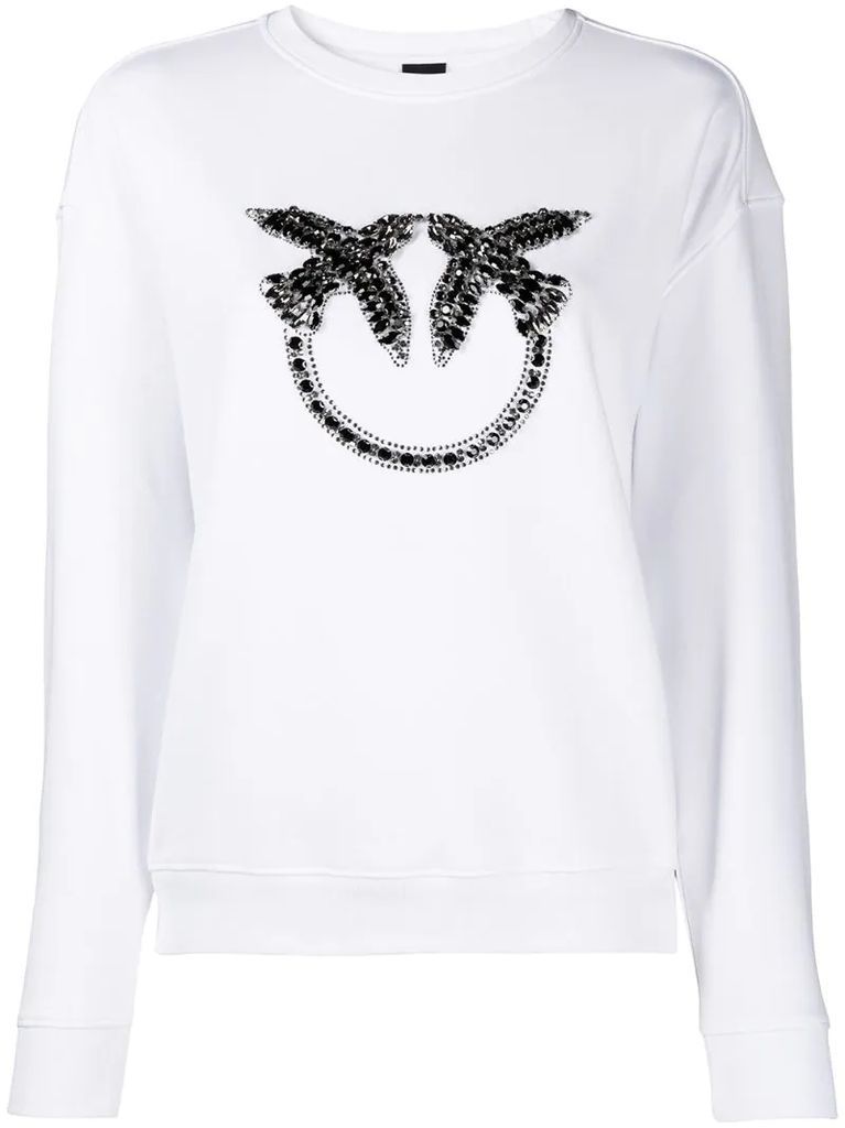rhinestone-embellished logo sweatshirt