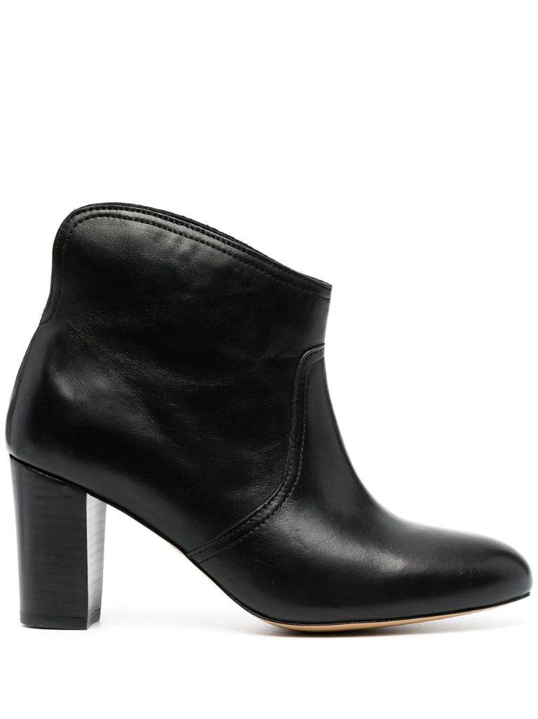 heeled slip-on leather boots