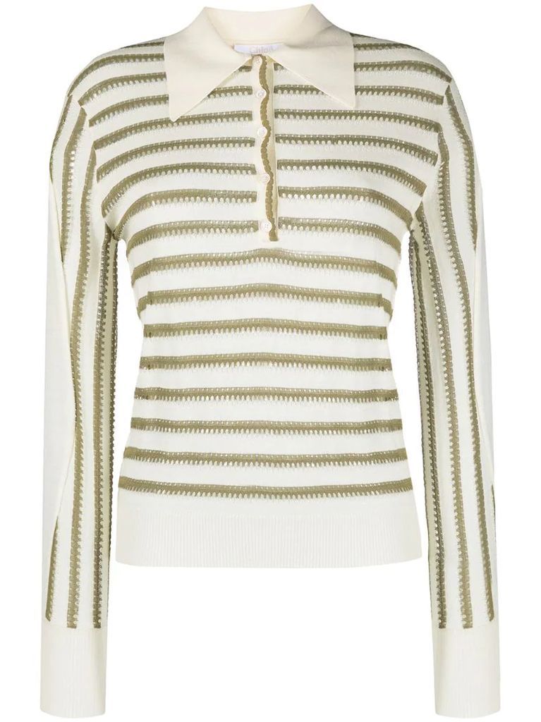 open-knit striped top