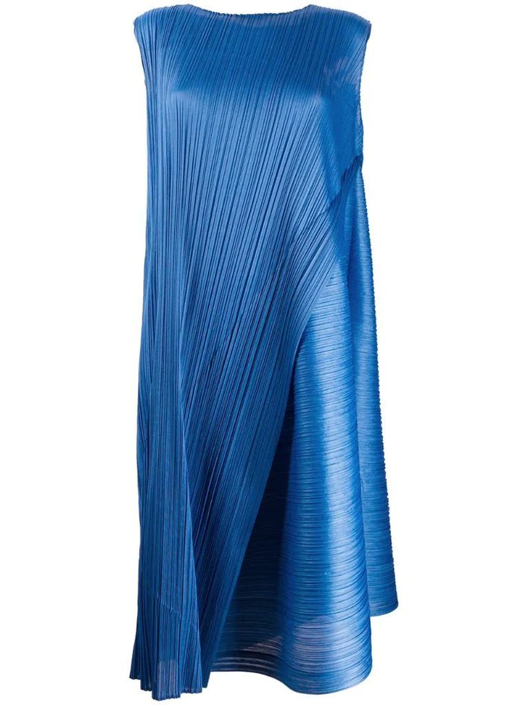 pleated wrap-style midi dress