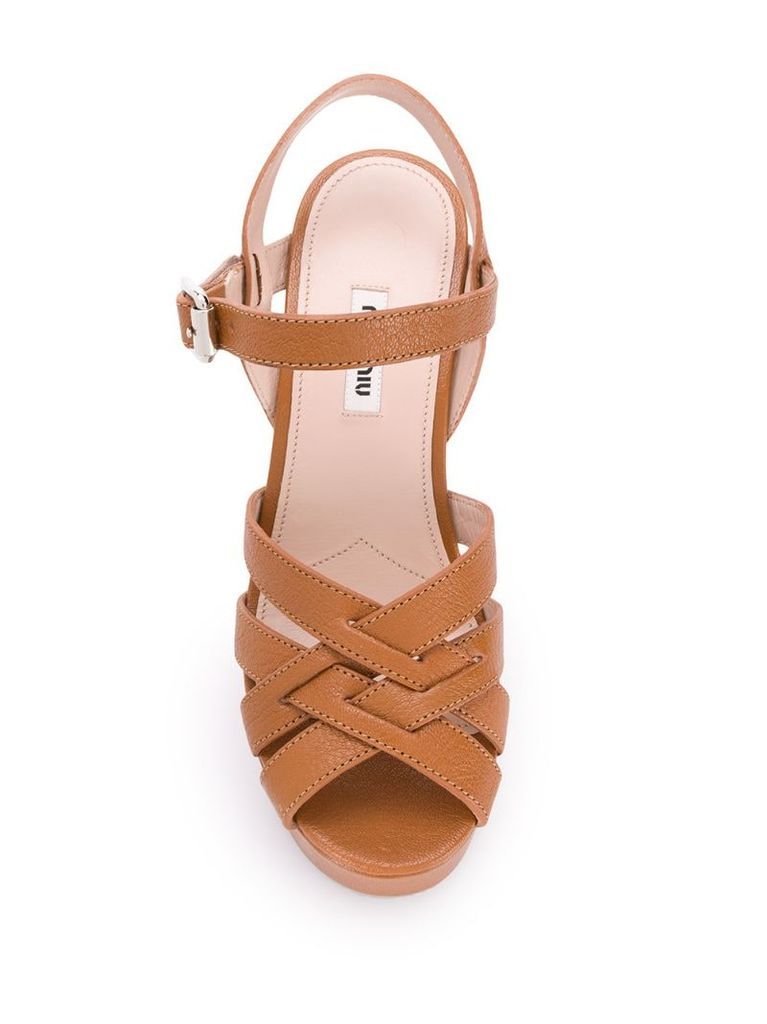 crossover strap platform sandals