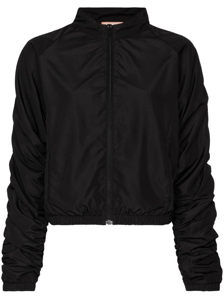 ruched-sleeve zipped jacket