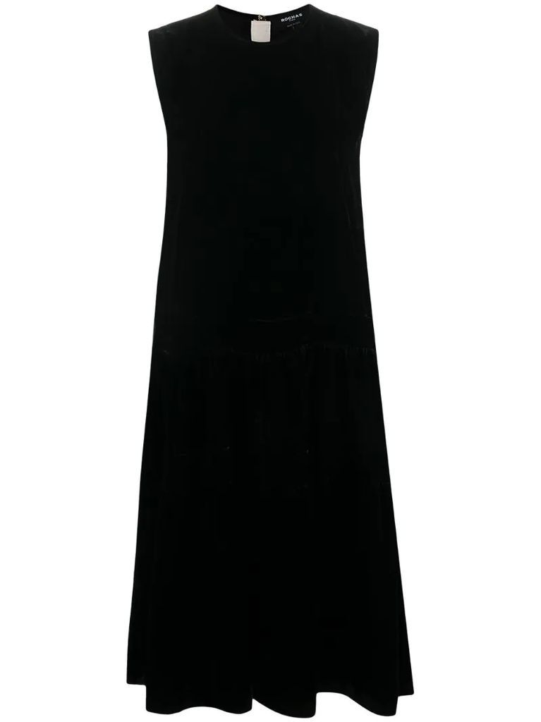 sleeveless velvet-effect dress