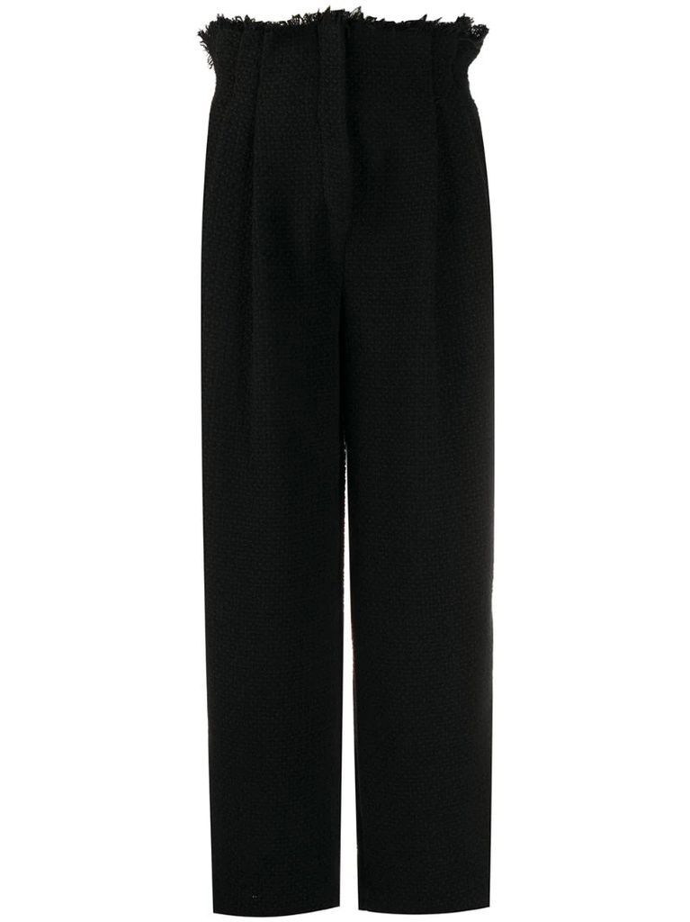 high-waisted fringe trousers
