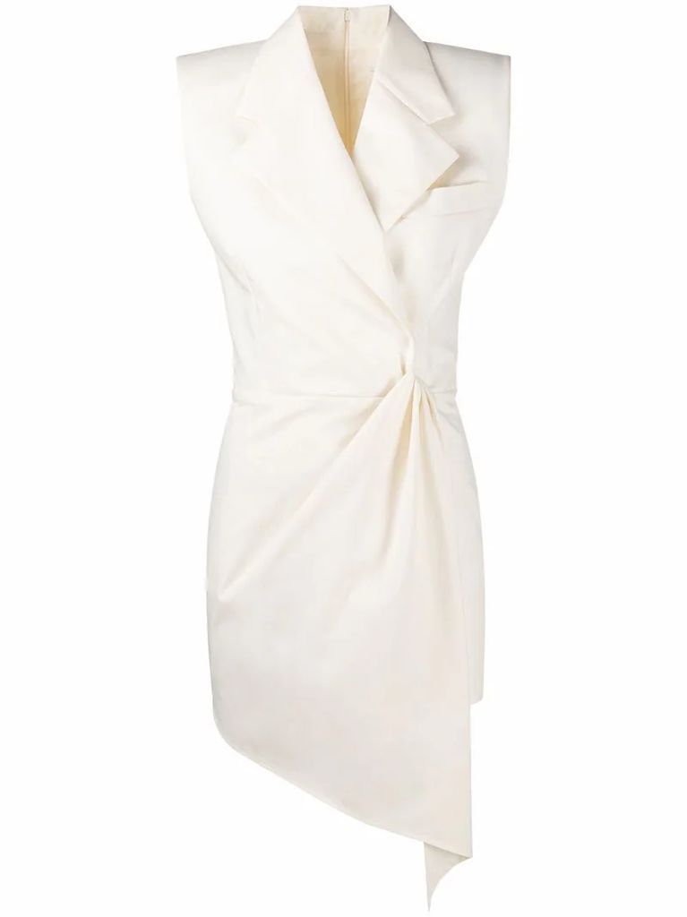 wrap-front tuxedo mini dress