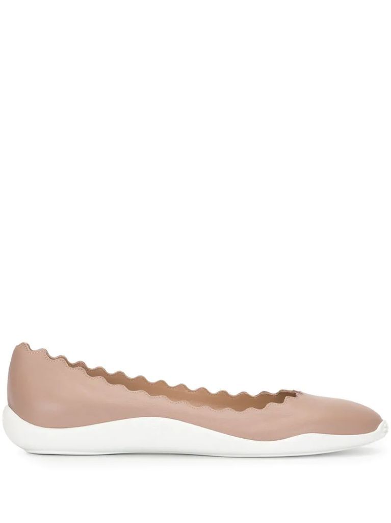 scallop-trim panelled ballerina shoes