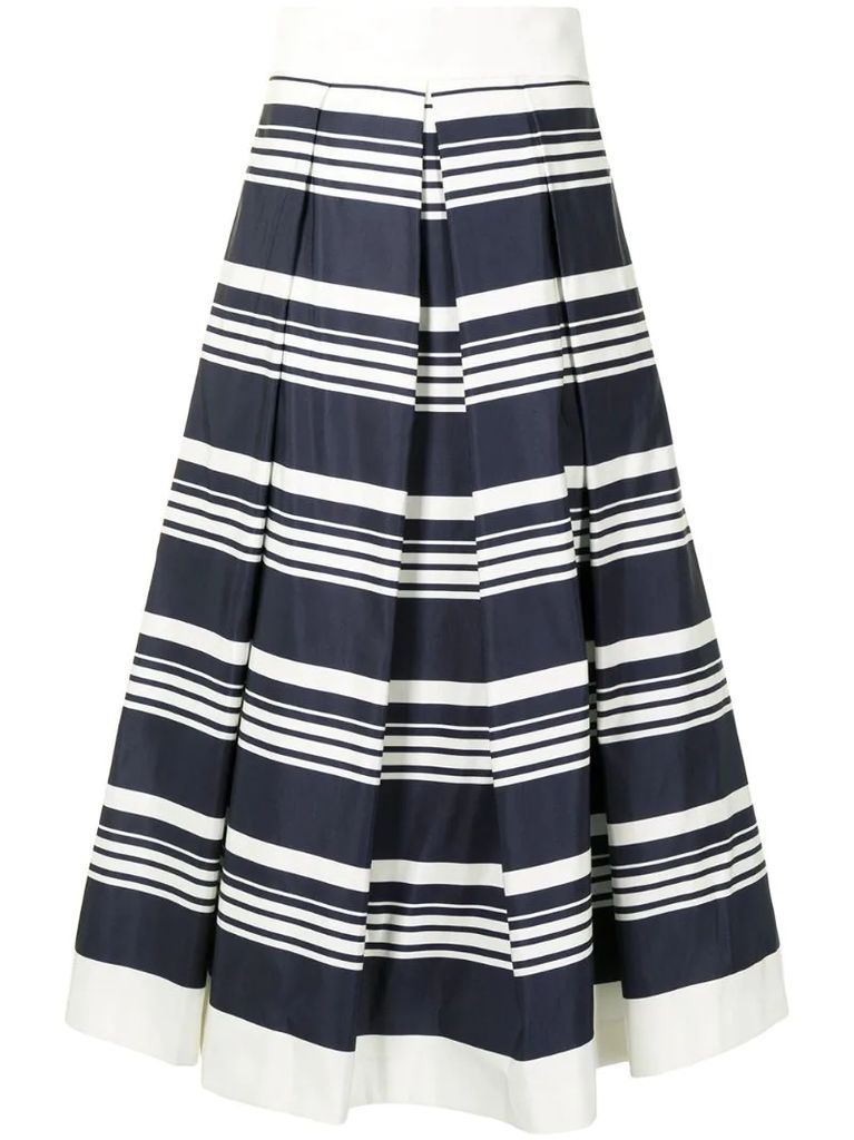 stripe-print a-line midi skirt