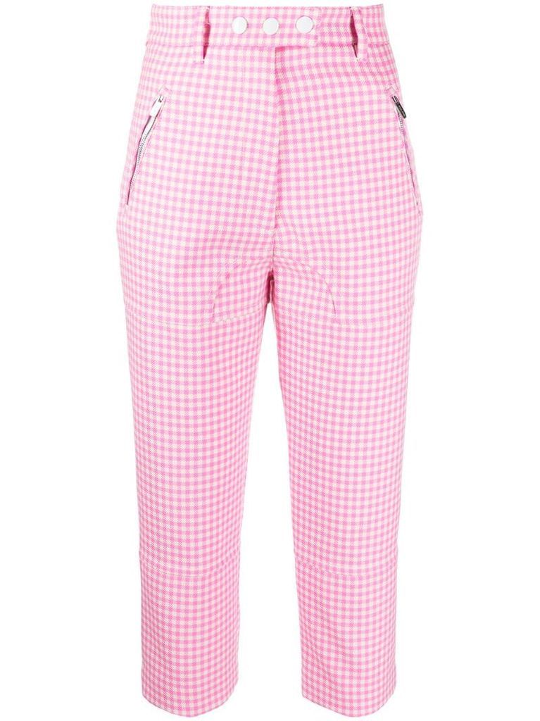 gingham check print cropped trousers
