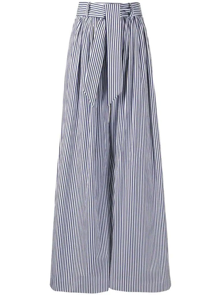 striped tie-waist palazzo trousers