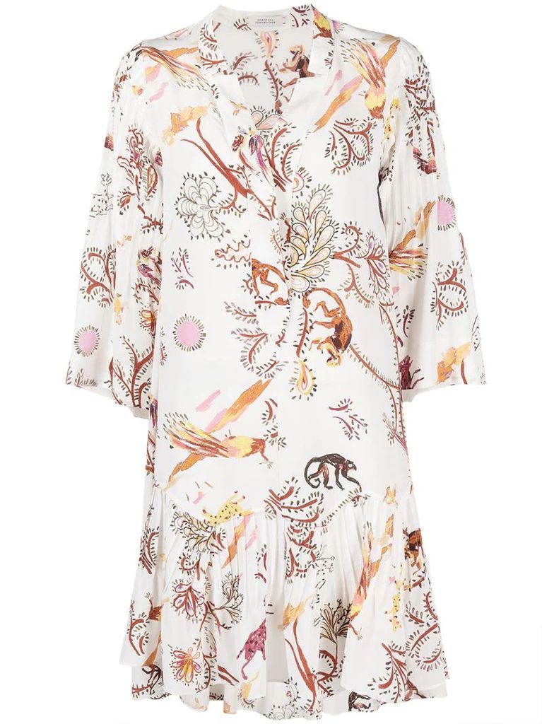 Tree of Life nature-print silk dress