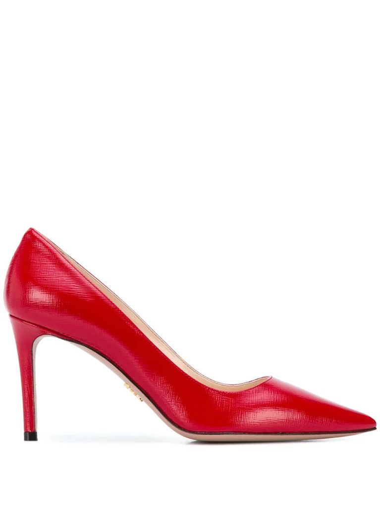 textured pointed-toe pumps