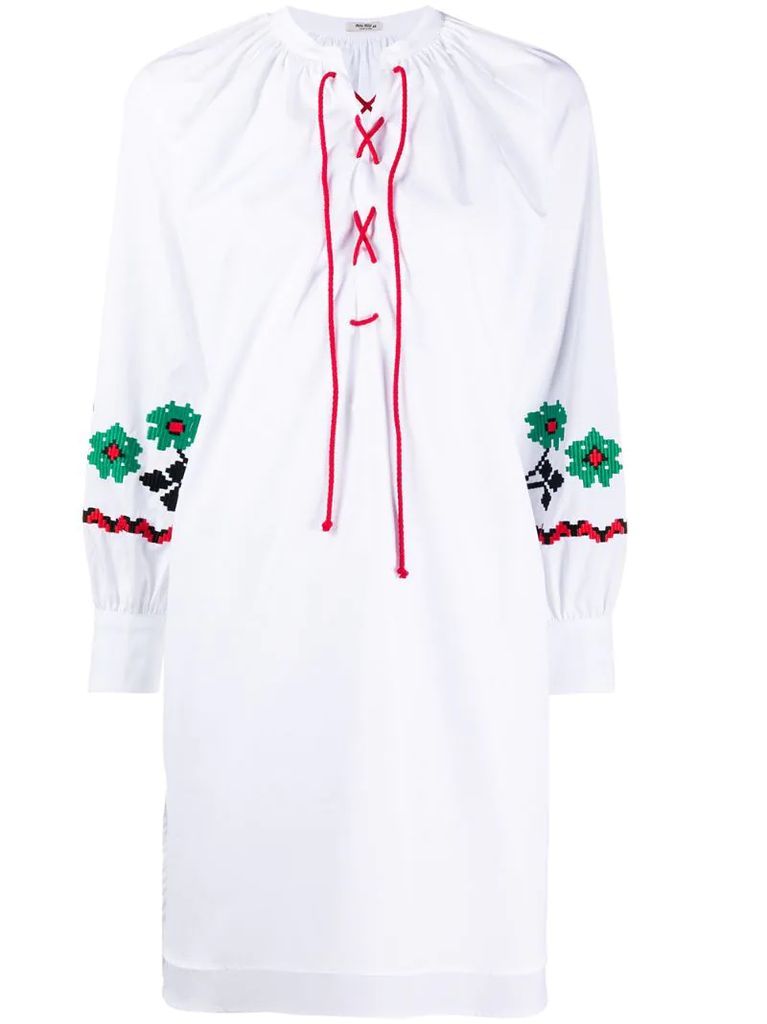 drawstring floral embroidered tunic