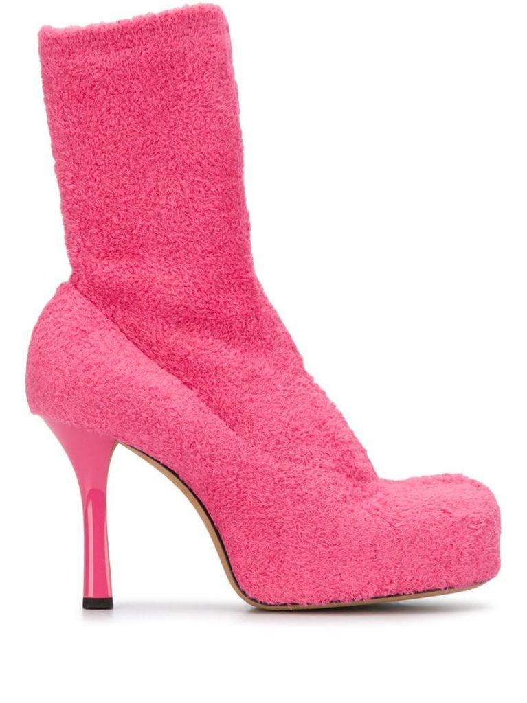 textured high-heeled boots