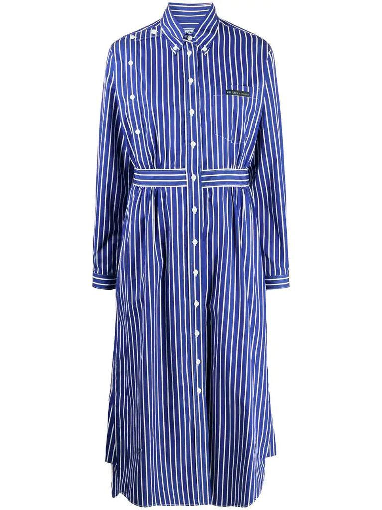 striped button down midi dress