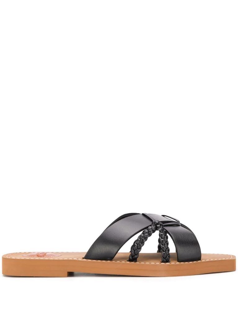 cross-strap slip-on sandals