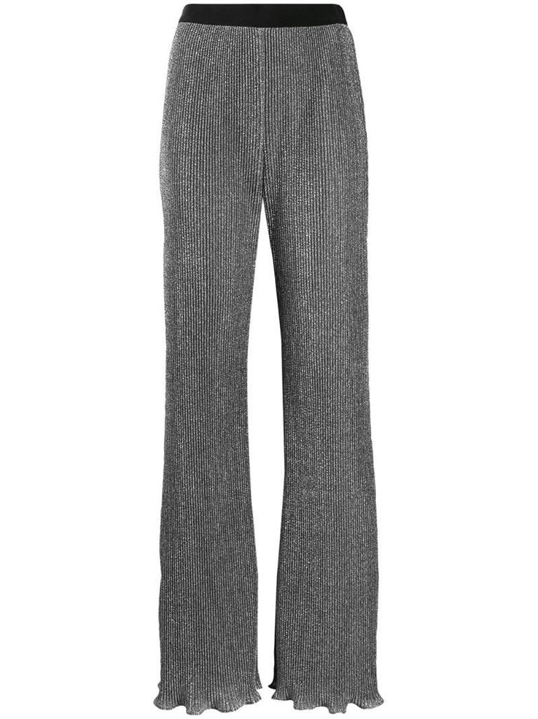 lurex knit flared trousers