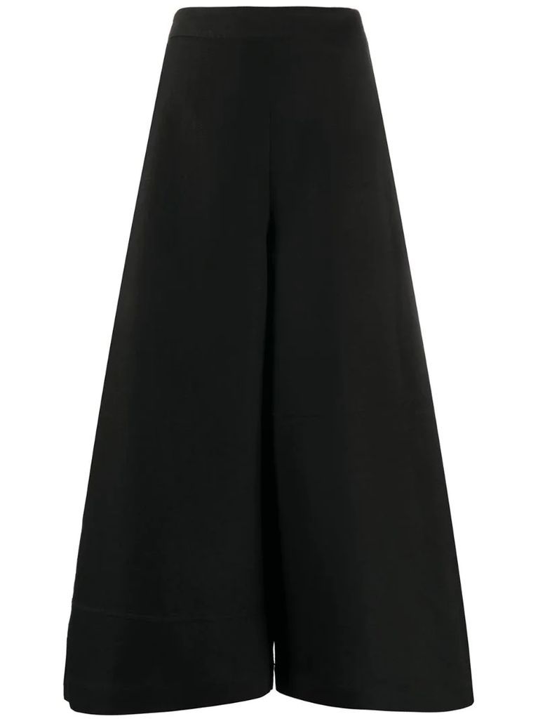 contrast lining wide-leg trousers