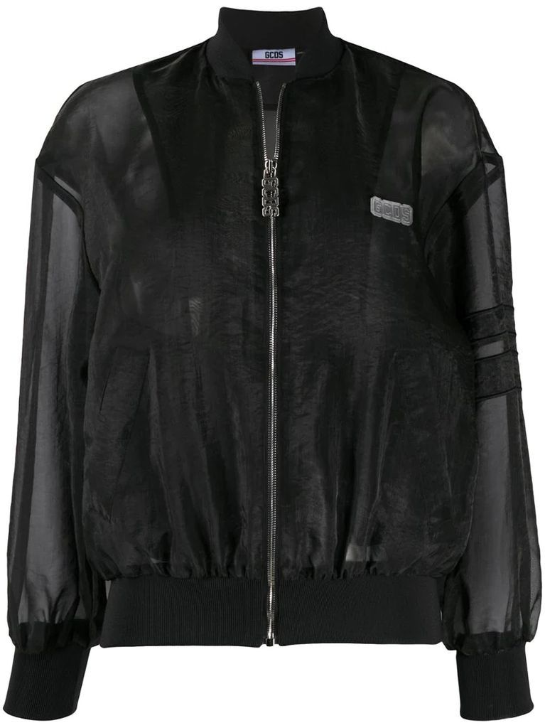 sheer panel bomber jacket