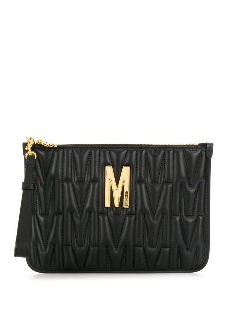 quilted monogram clutch