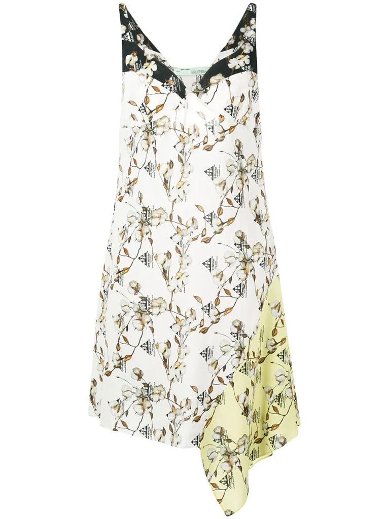 asymmetric cotton flower print dress