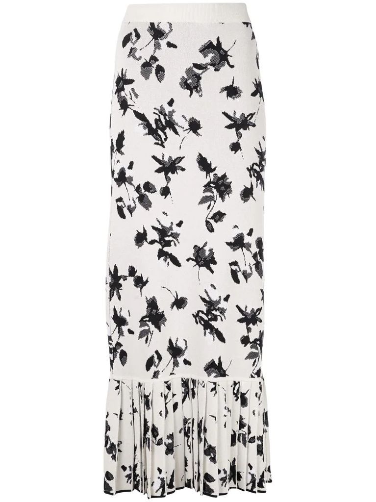 floral jacquard-woven long skirt