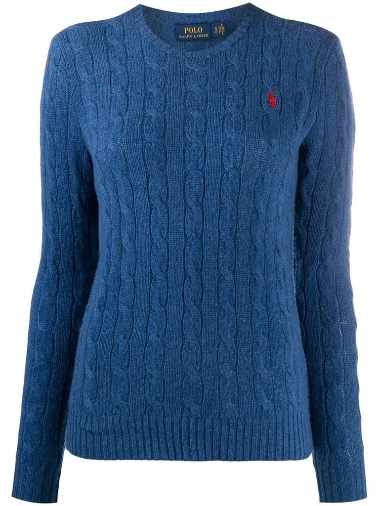 embroidered logo cable-knit jumper