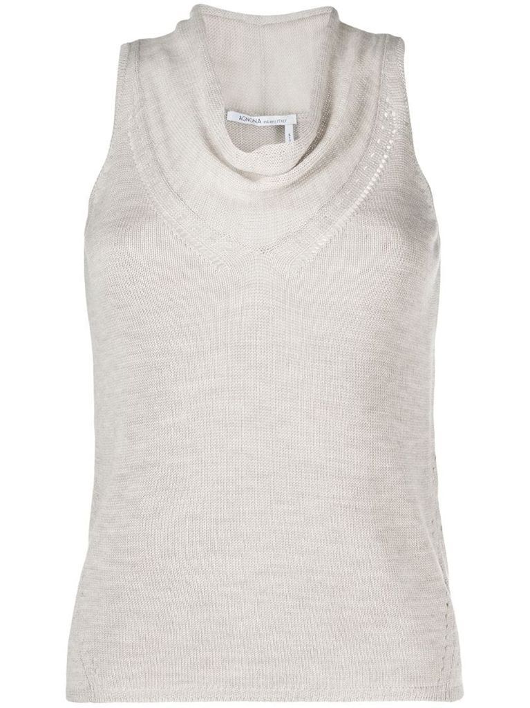 cowl-neck knitted tank top