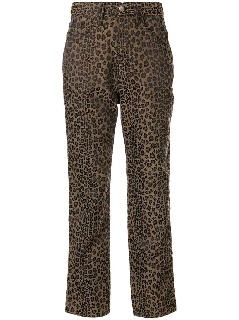 leopard printed straight trousers