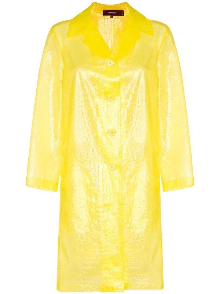 croc-effect sheer coat