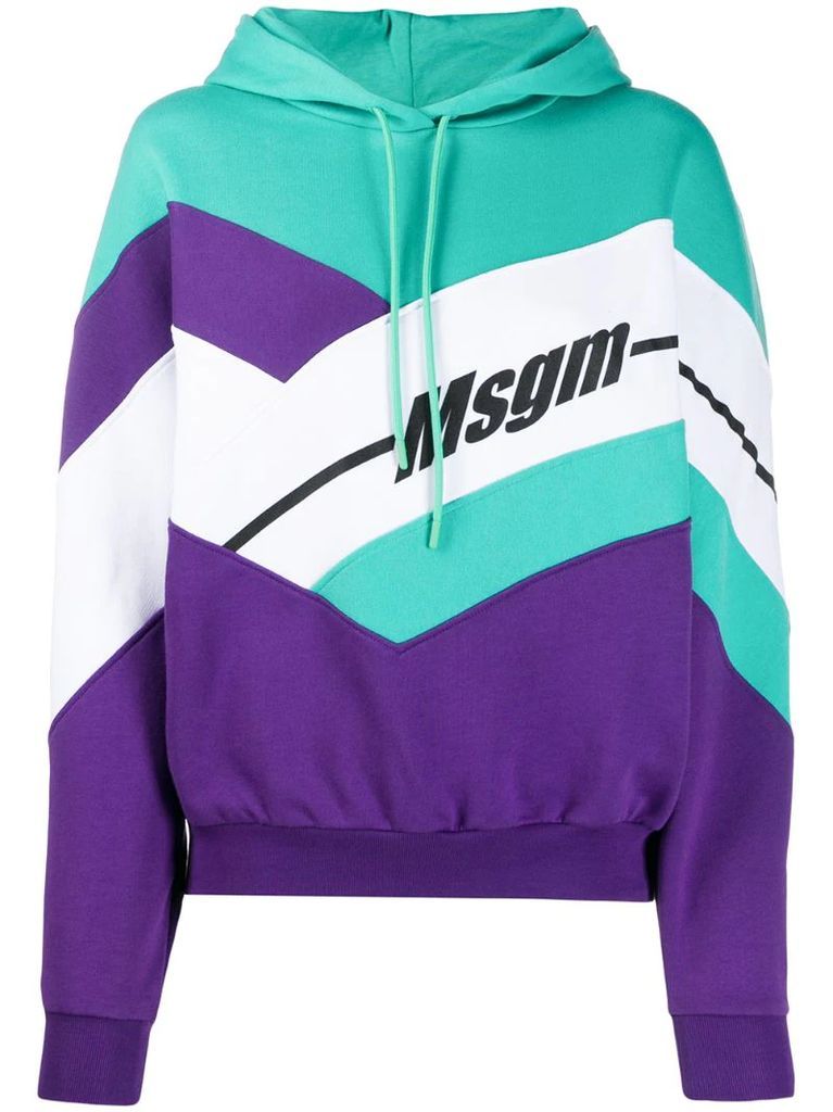 colour-block hooded sweatshirt