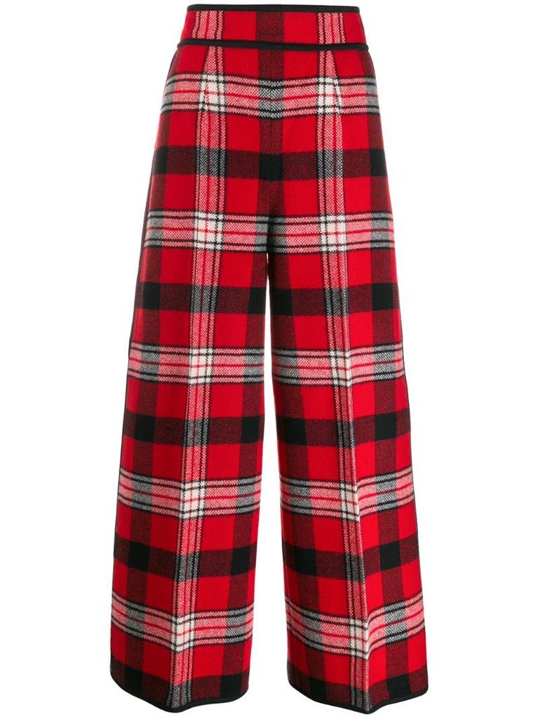 high waisted checked trousers