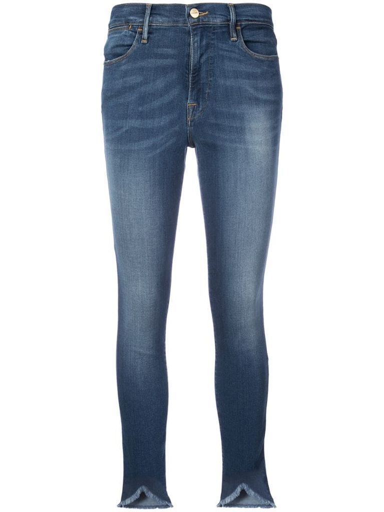 distressed mid rise skinny fit jeans