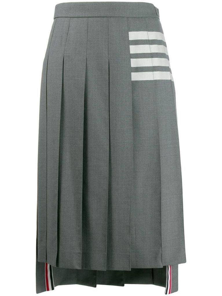4-Bar stripe pleated midi skirt