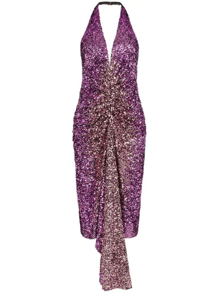 halterneck sequin-embellished dress