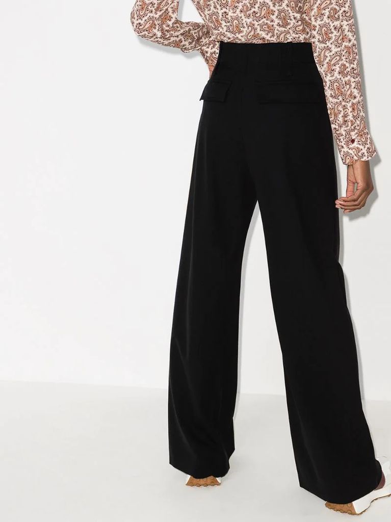 high-rise flared trousers