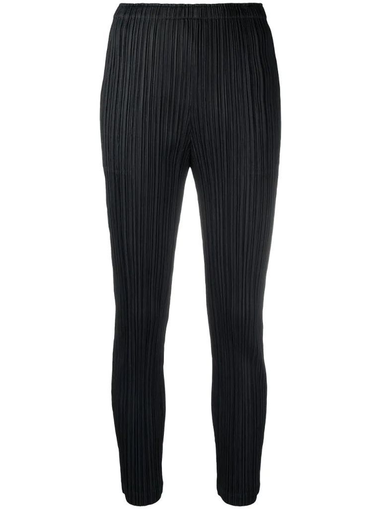 mid-rise textured tapered trousers