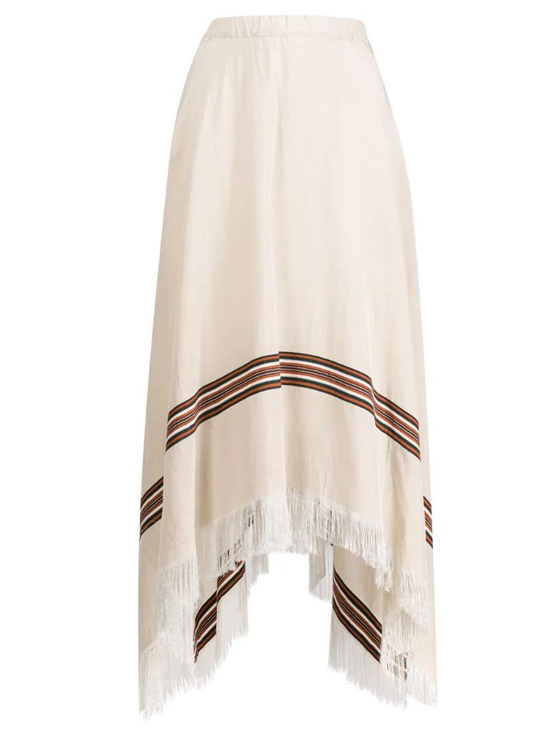 draped fringed midi skirt