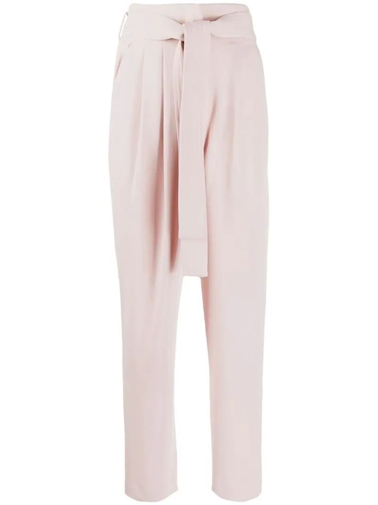 belted high waisted trousers