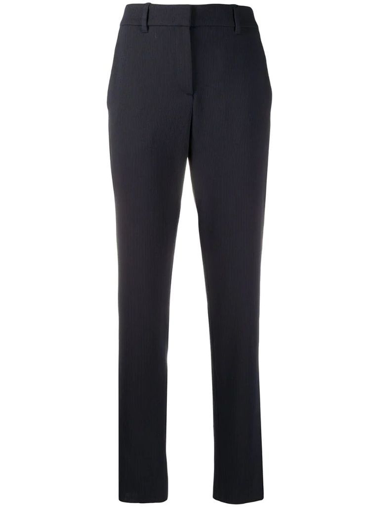high-waisted slim fit trousers