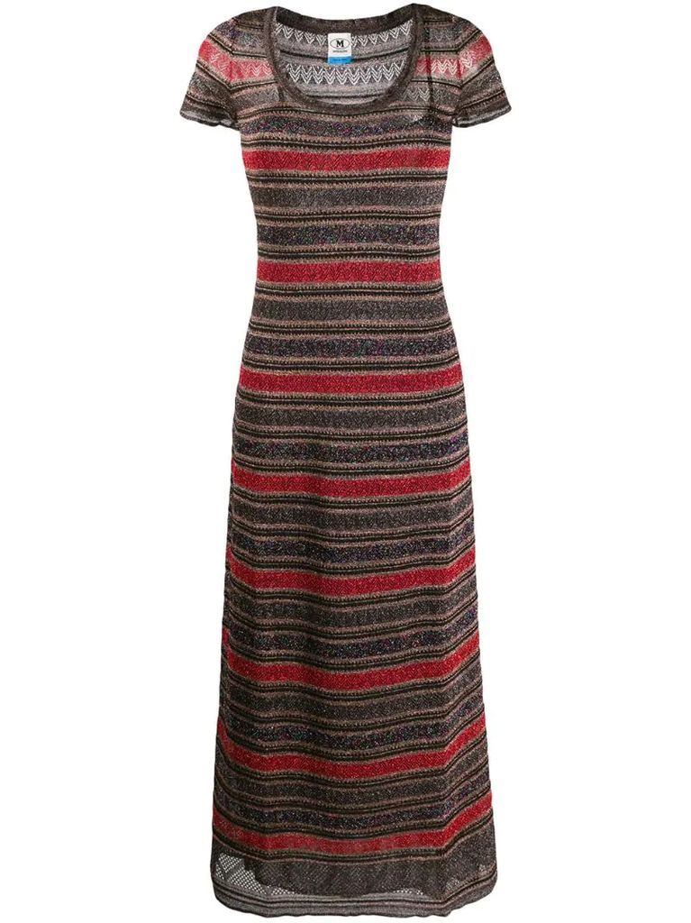 short sleeve striped pattern jersey dress