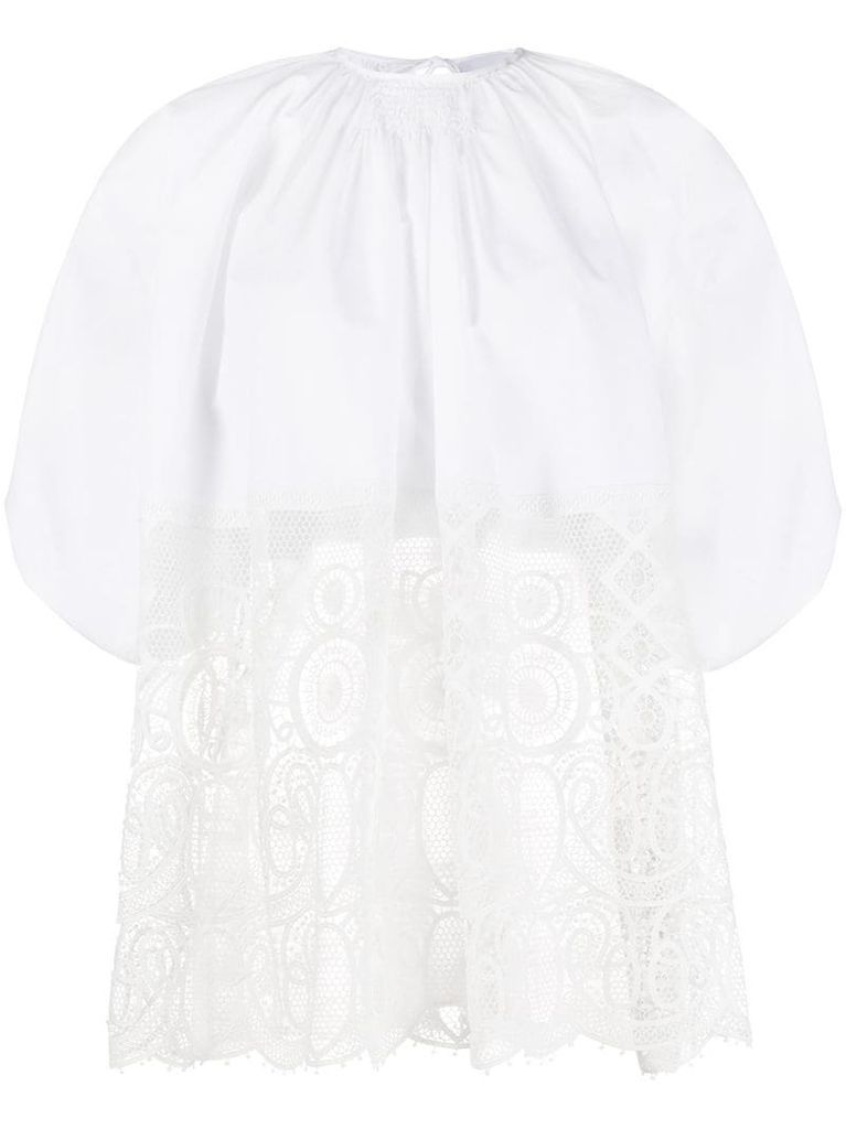 lace panel tie back top