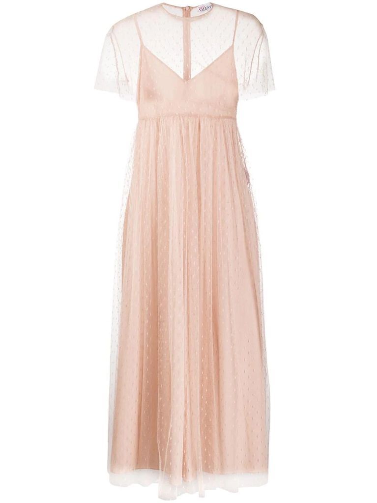 point d'esprit pleated tulle dress