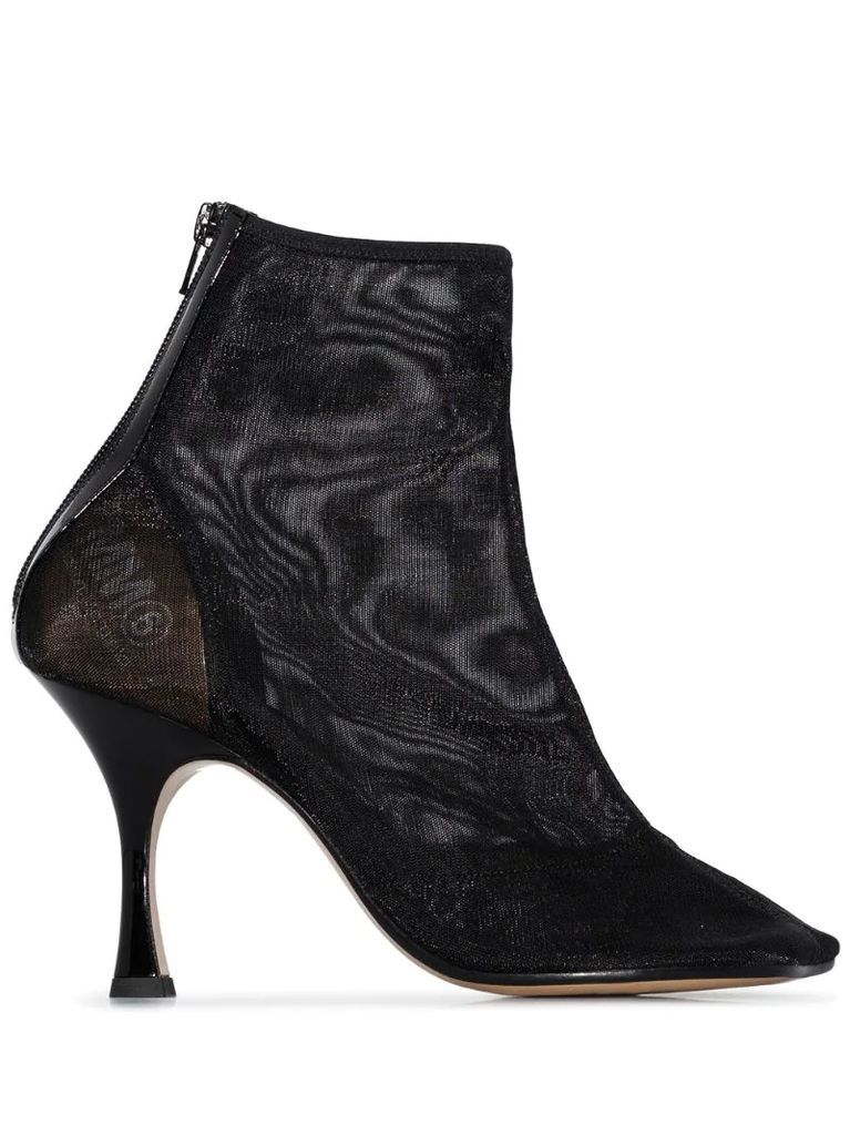 mesh square toe ankle boots