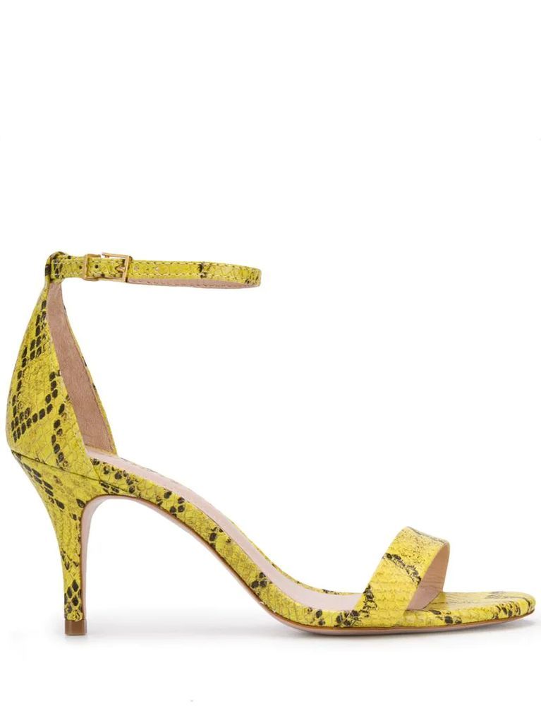 snakeskin print mid-heel sandals
