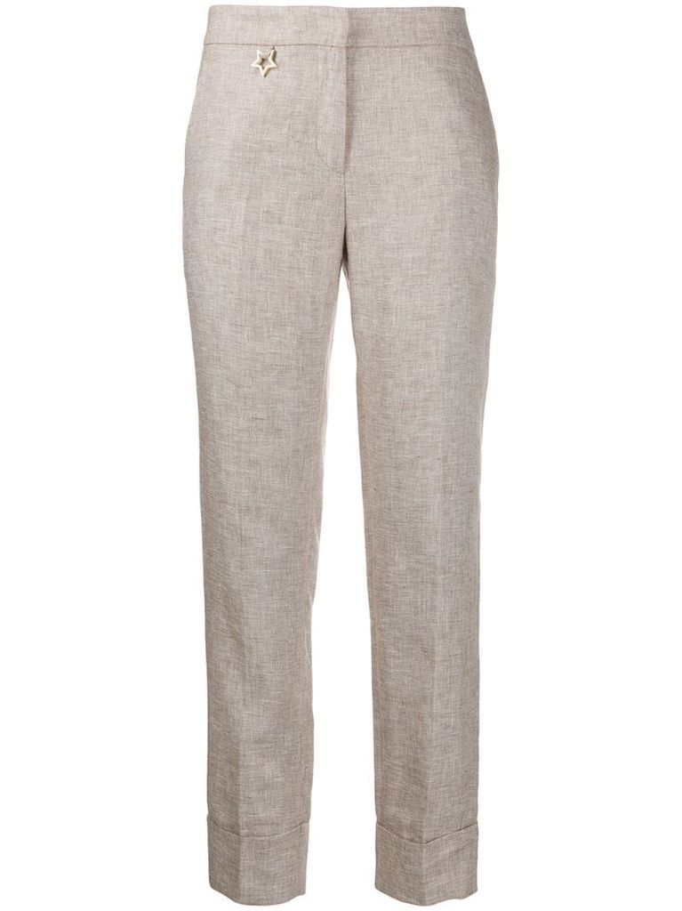 star detail straight trousers