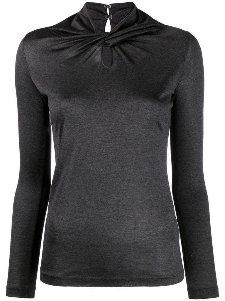 twisted-neck silk top